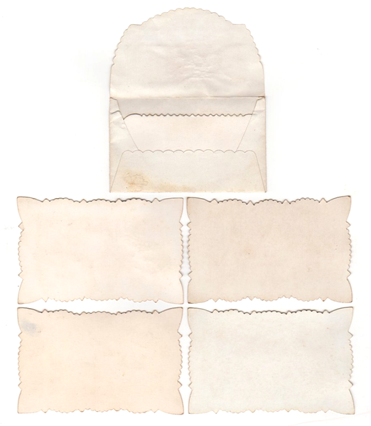 5 Antique Victorian Calling Cards Hidden Name Die Cut Doves and Roses - Avid Vintage