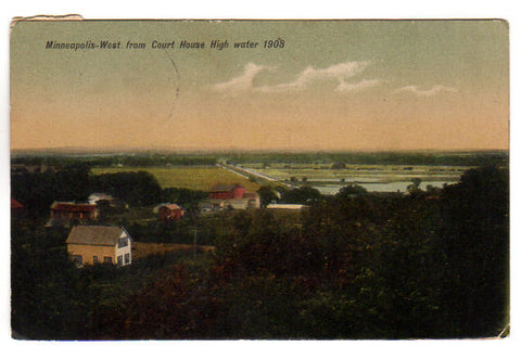Vintage Minneapolis Kansas Postcard West From Courth House High Waters 1910s Town View - Avid Vintage