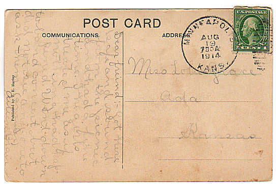 Vintage Minneapolis Kansas Postcard West From Courth House High Waters 1910s Town View - Avid Vintage