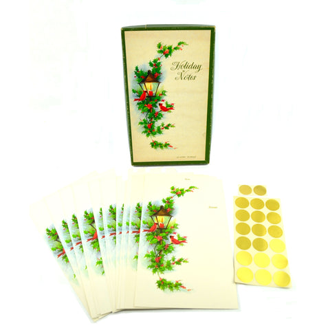 Holiday Notes Vintage Christmas Stationery Boxed Set with Gold Seals Red Cardinals - Avid Vintage