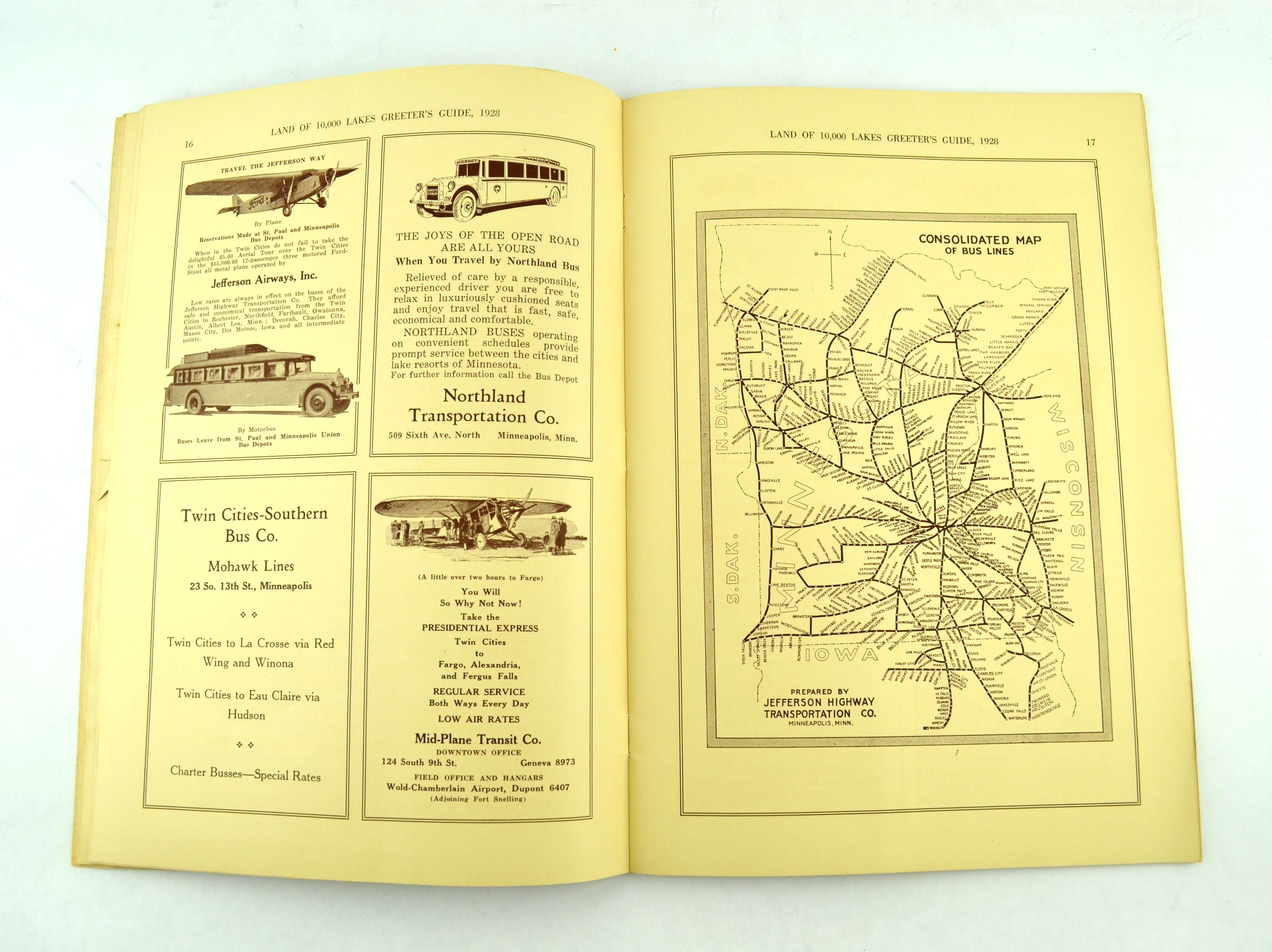 Hotel Greeters of America Guide to Minnesota 1928 with Fold Out Map - Avid Vintage