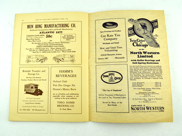 Hotel Greeters of America Guide to Minnesota 1928 with Fold Out Map - Avid Vintage