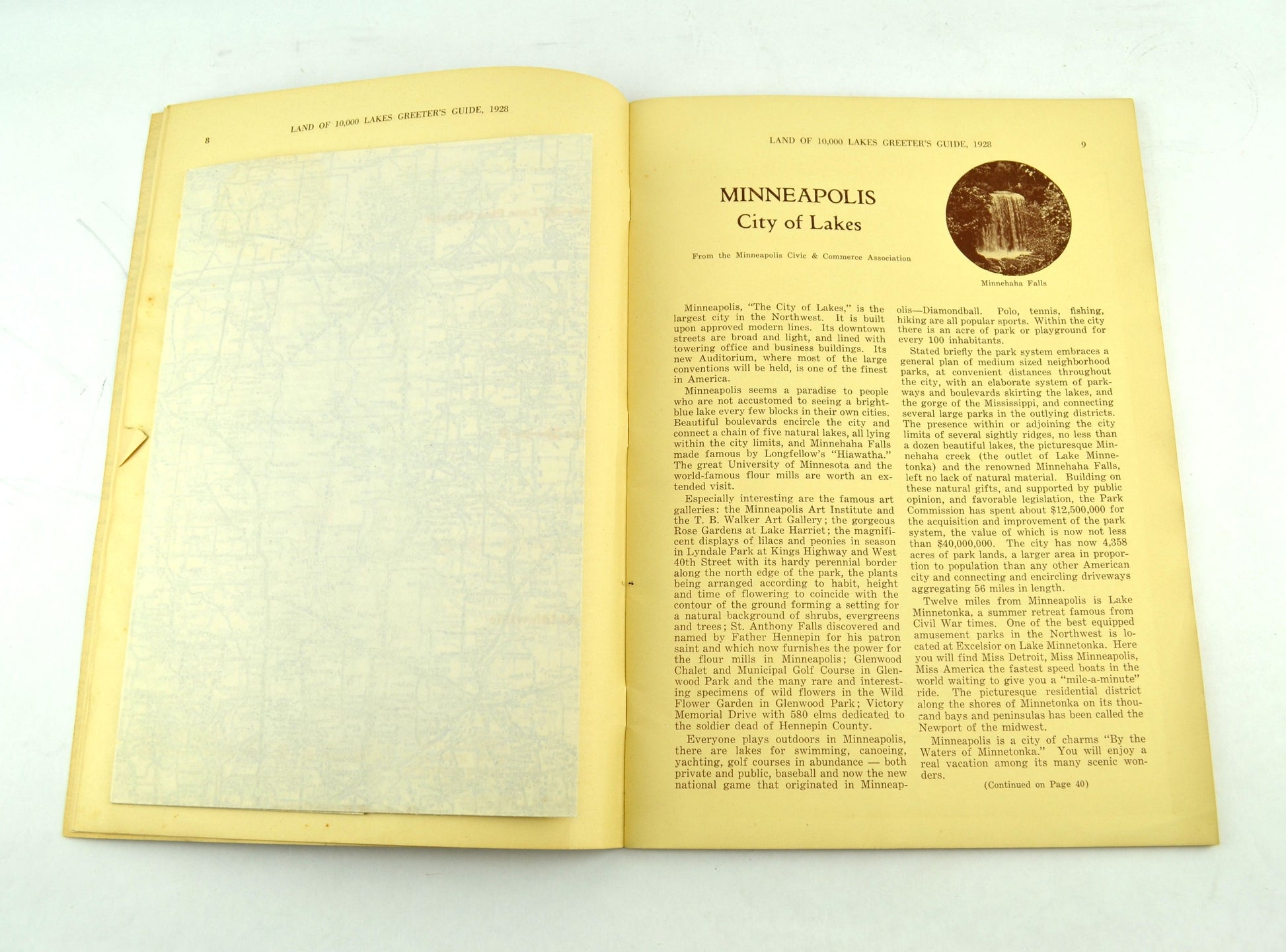 Hotel Greeters of America Guide to Minnesota 1928 with Fold Out Map - Avid Vintage
