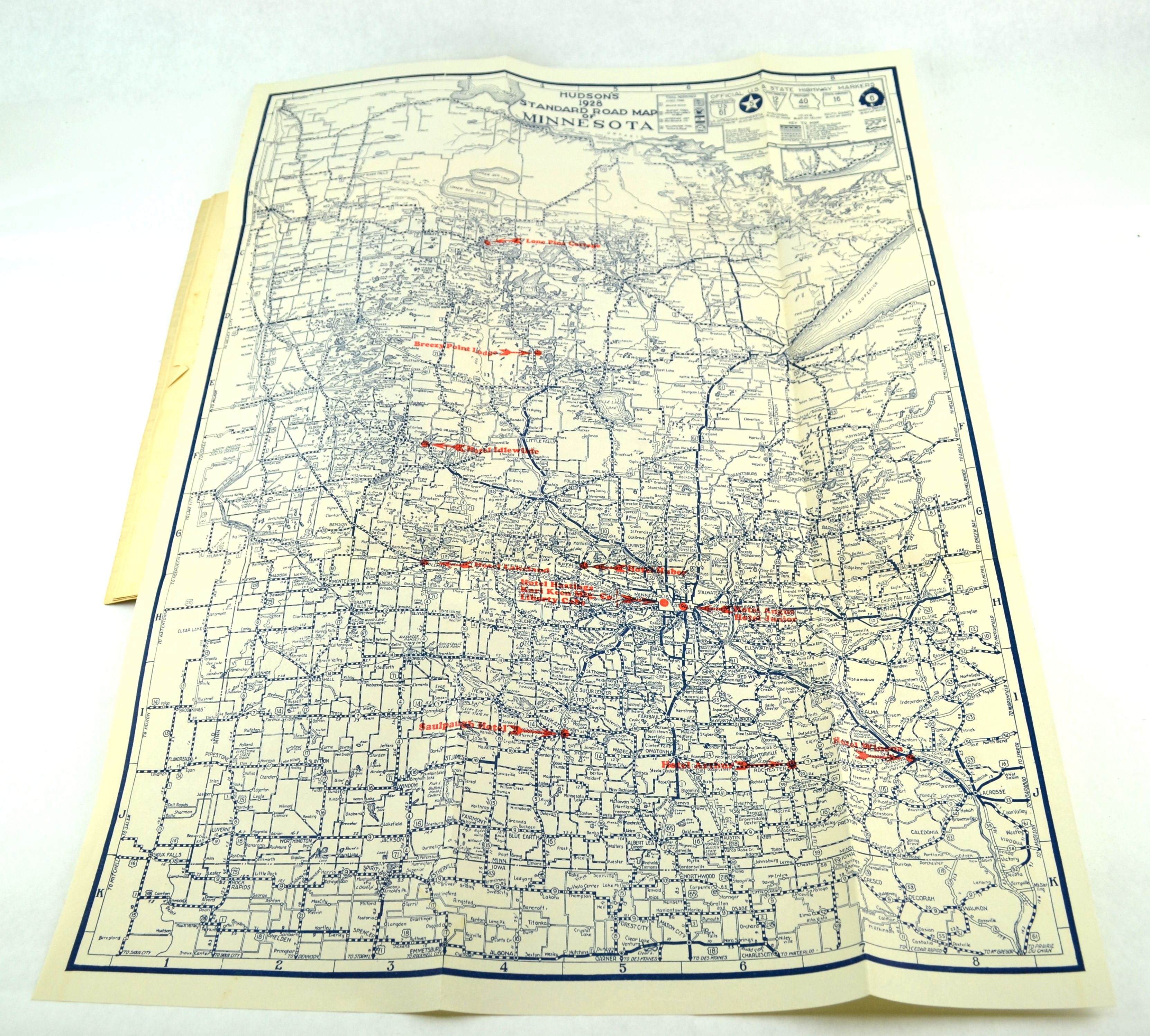 Hotel Greeters of America Guide to Minnesota 1928 with Fold Out Map - Avid Vintage