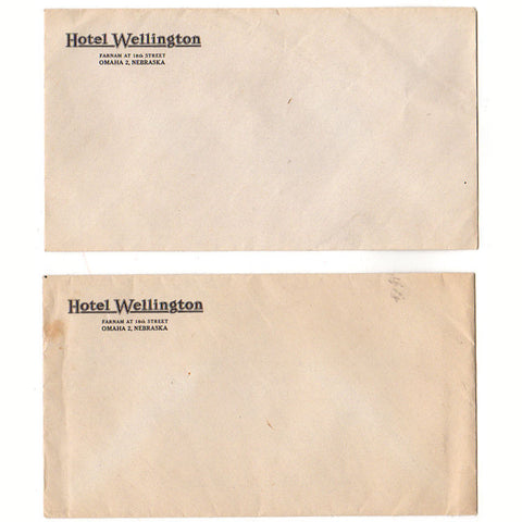 Vintage Hotel Wellington Advertising Envelopes 18th and Farnam Omaha Nebraska Lot of 2 - Avid Vintage