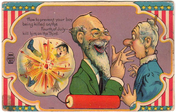 How to Prevent Boy Being Killed Antique 4th of July Embossed Postcard - Avid Vintage