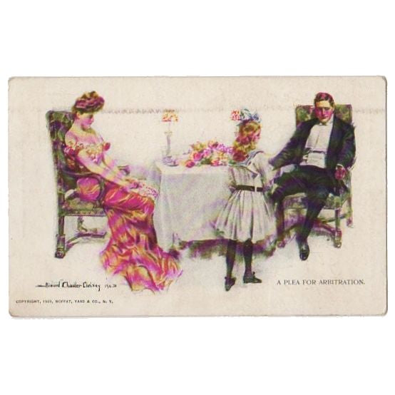 Vintage 1900s Howard Chandler Christy Victorian Postcard Plea for Abitration - Avid Vintage