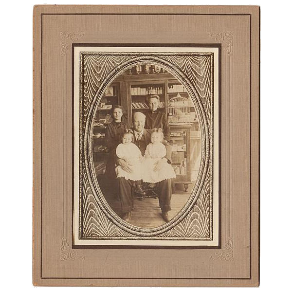 Hubbell Nebraska Antique Photograph Family Portrait Twin Boys Drug and Grocery Store Interior - Avid Vintage