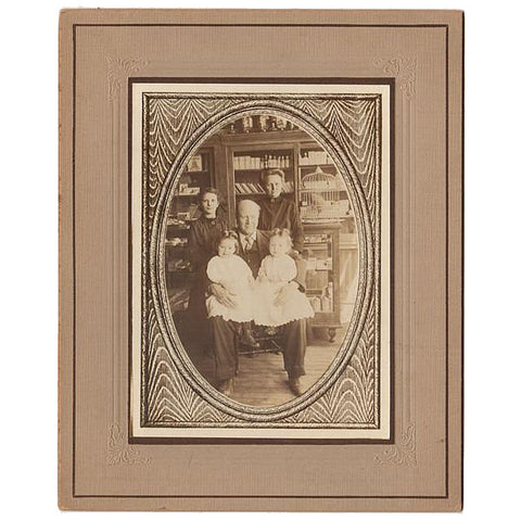 Hubbell Nebraska Antique Photograph Family Portrait Twin Boys Drug and Grocery Store Interior - Avid Vintage