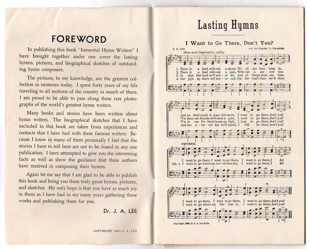 Immortal Hymn Writers Book by Dr. J. A. Lee Pictures and Biographies - Avid Vintage