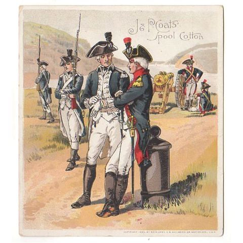 J & P Coats Antique Trade Card Uniform Military Series U.S. Army 1783 - 1796 Artillery - Avid Vintage