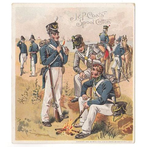 J & P Coats Antique Trade Card Uniform Military Series U.S. Army 1813-1821 Infantry - Avid Vintage