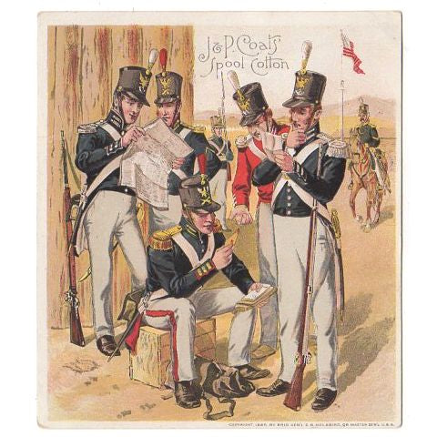 J & P Coats Antique Trade Card Uniform Military Series U.S. Army 1833-1850 - Avid Vintage