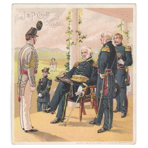 J & P Coats Antique Trade Card Uniform Military Series U.S. Army 1858-1861 General Scott - Avid Vintage