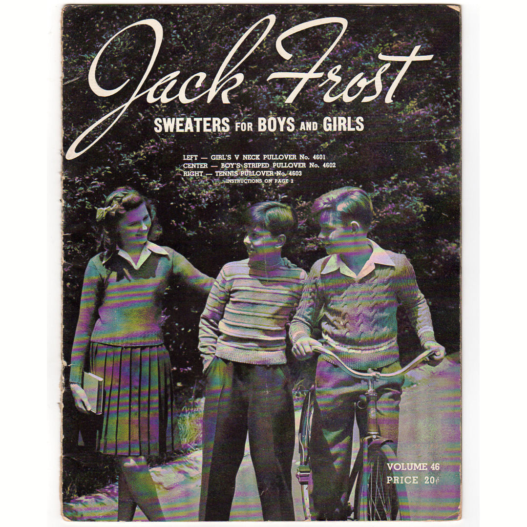Vintage 1944 Jack Frost Knitting Patterns Book Sweaters for Boys and Girls Volume 46 - Avid Vintage