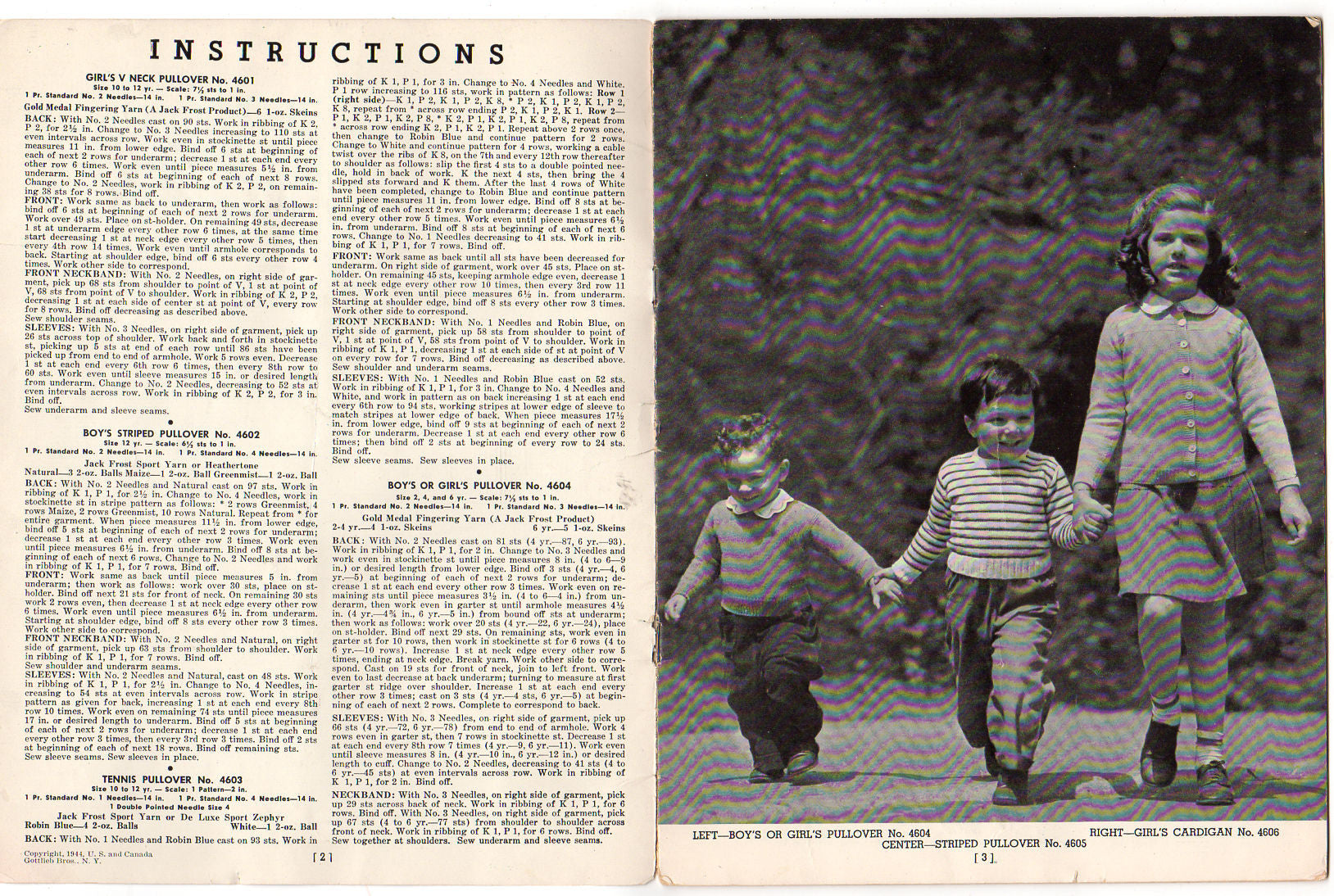 Vintage 1944 Jack Frost Knitting Patterns Book Sweaters for Boys and Girls Volume 46 - Avid Vintage