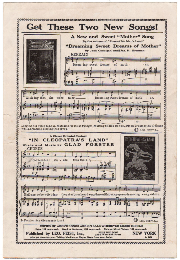 Vintage 1919 Military Sheet Music Johnnys In Town WWI Soldier in Uniform - Avid Vintage