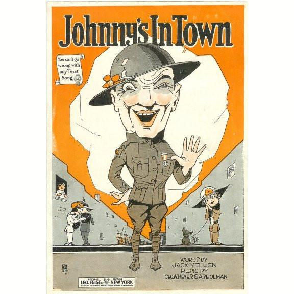 Vintage 1919 Military Sheet Music Johnnys In Town WWI Soldier in Uniform - Avid Vintage