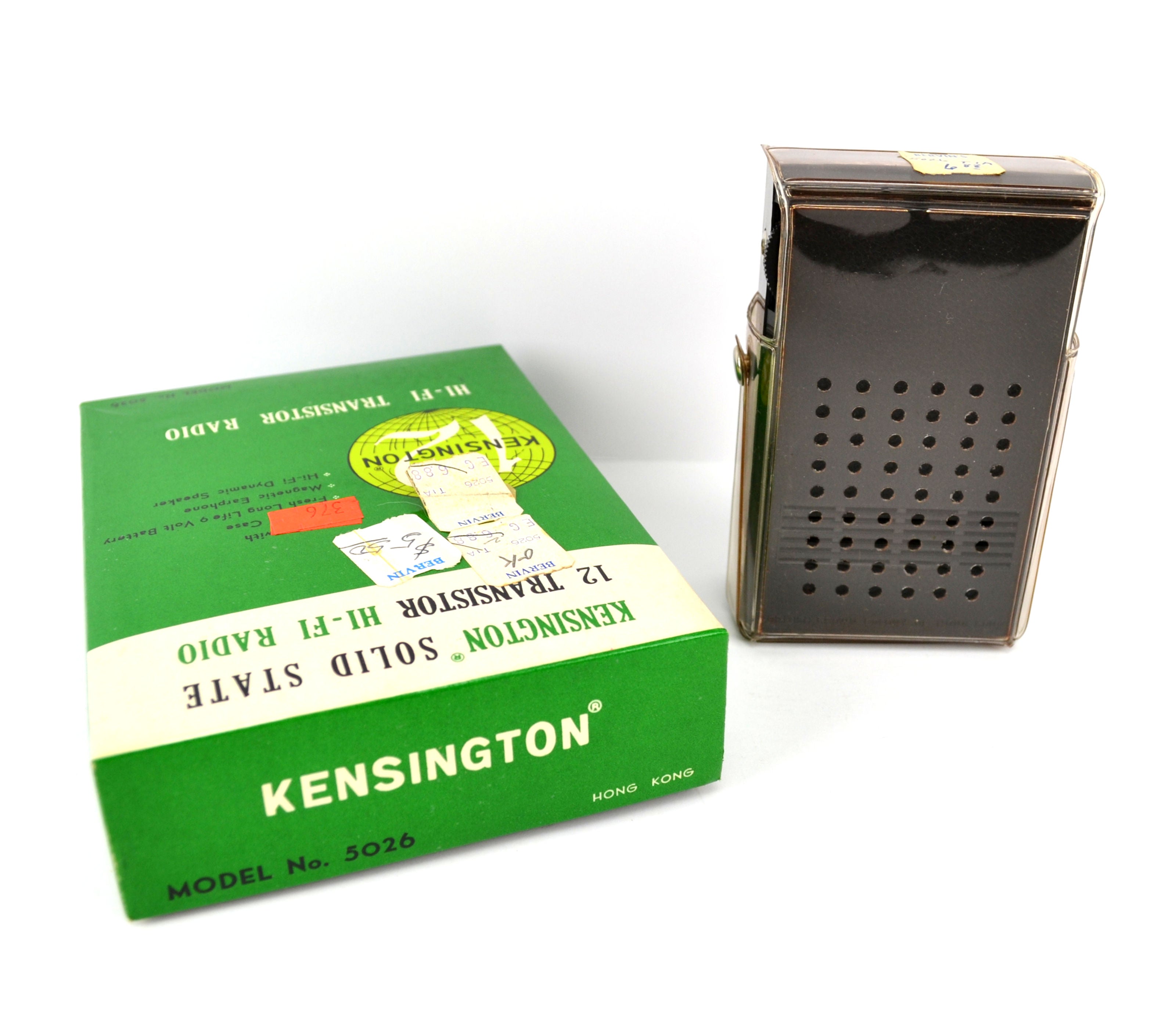 Magic Sound Solid State Portable Period Transistor Radio With Olive Green  Alligator Style Case