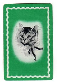Vintage 1950s Single Swap Kitten Playing Cards Lot of 3 Sweet Cat on Green Background - Avid Vintage
