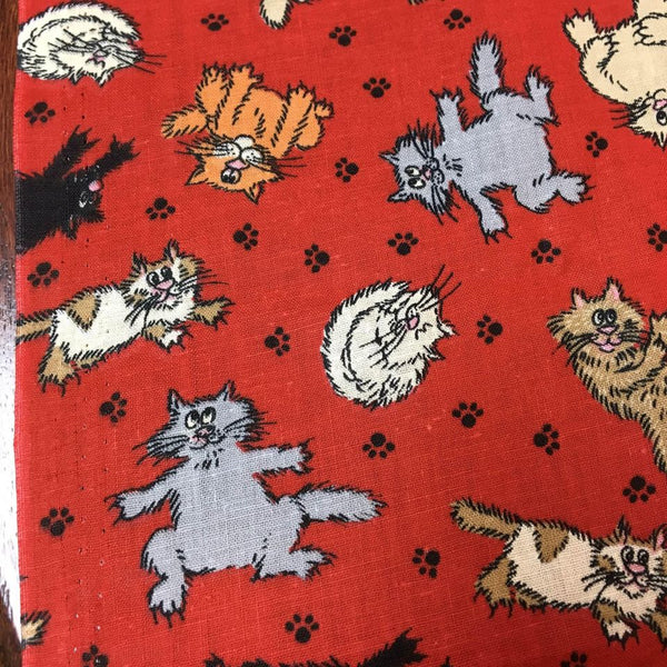 Kitties Fabric Gray Brown Black Cats on Red Signature Classics 44 x 62