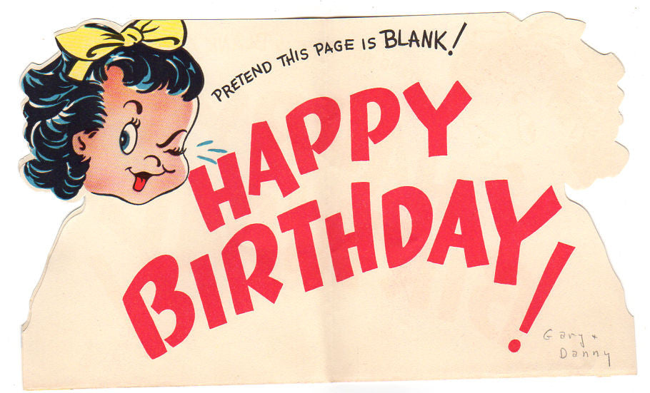 Vintage 1940s Sangamon Birthday Greeting Card Woman with Cake and Lit Candles - Avid Vintage