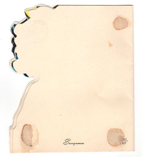 Vintage 1940s Sangamon Birthday Greeting Card Woman with Cake and Lit Candles - Avid Vintage