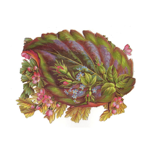 Large Floral Leaf Antique Victorian Die Cut Embossed Scrap