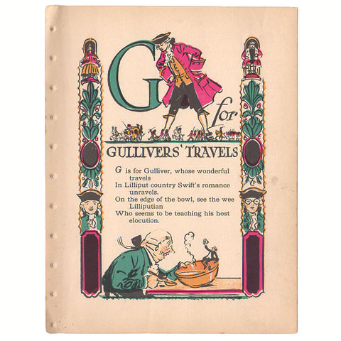 Vintage 1926 Tony Sarg Alphabet Page G for Gullivers Travels Color Print