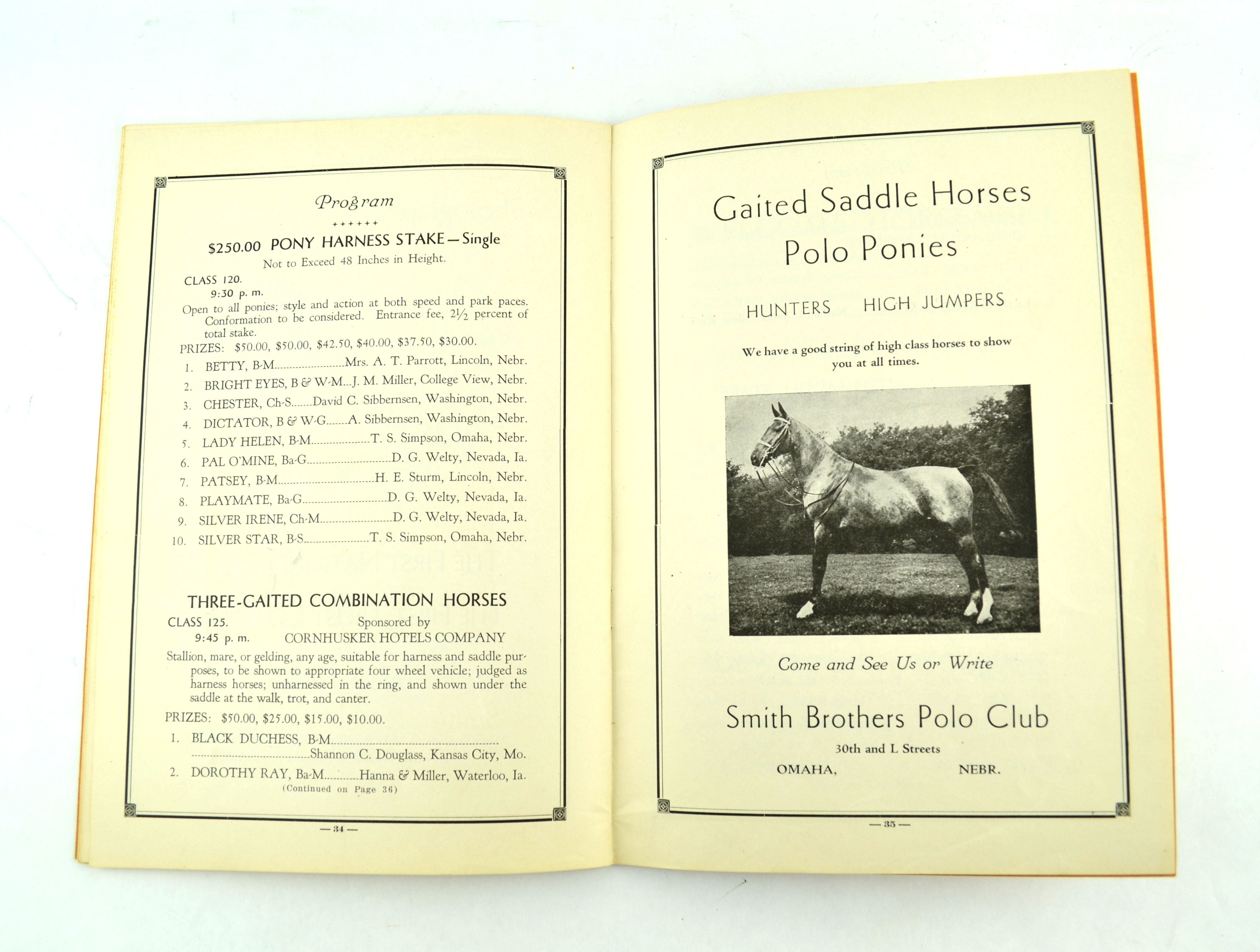 Lincoln Nebraska Horse Show Program May 16 and 17 1930 Second Annual - Avid Vintage