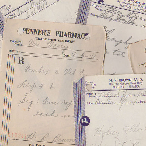 25 Vintage 1940s Handwritten Pharmacy Prescriptions Lot Drug Store Rx - Avid Vintage