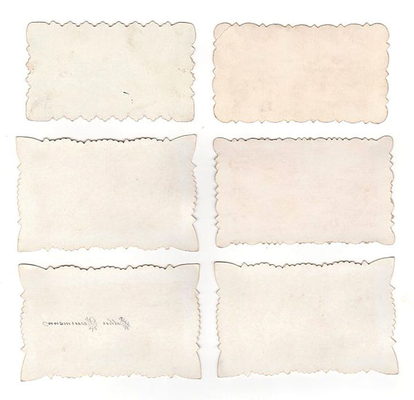 6 Antique Hidden Name Die Cut Victorian Calling Cards Doves Hands Roses