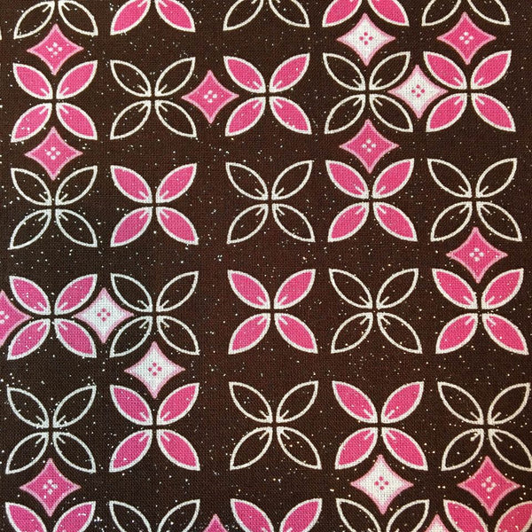 MBT Fabric Silver Sparkles, Pink and White on Brown 44 x 2 yards