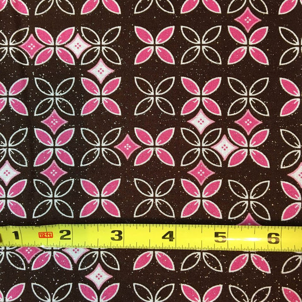 MBT Fabric Silver Sparkles, Pink and White on Brown 44 x 2 yards