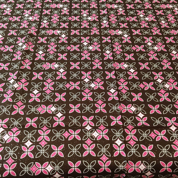 MBT Fabric Silver Sparkles, Pink and White on Brown 44 x 2 yards