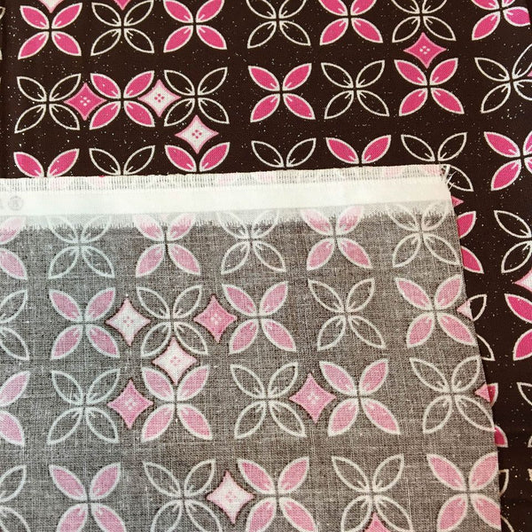 MBT Fabric Silver Sparkles, Pink and White on Brown 44 x 2 yards