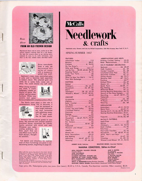 Vintage 1957 McCalls Needlework Magazine Spring and Summer featuring Rose Decor to Make - Avid Vintage