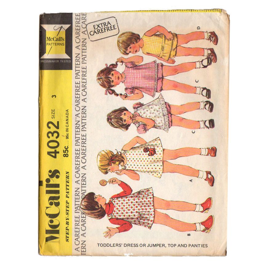 McCall's 4032 Vintage 1970s Toddlers Dress or Jumper Top and Panties Sewing Pattern Size 3 - Avid Vintage