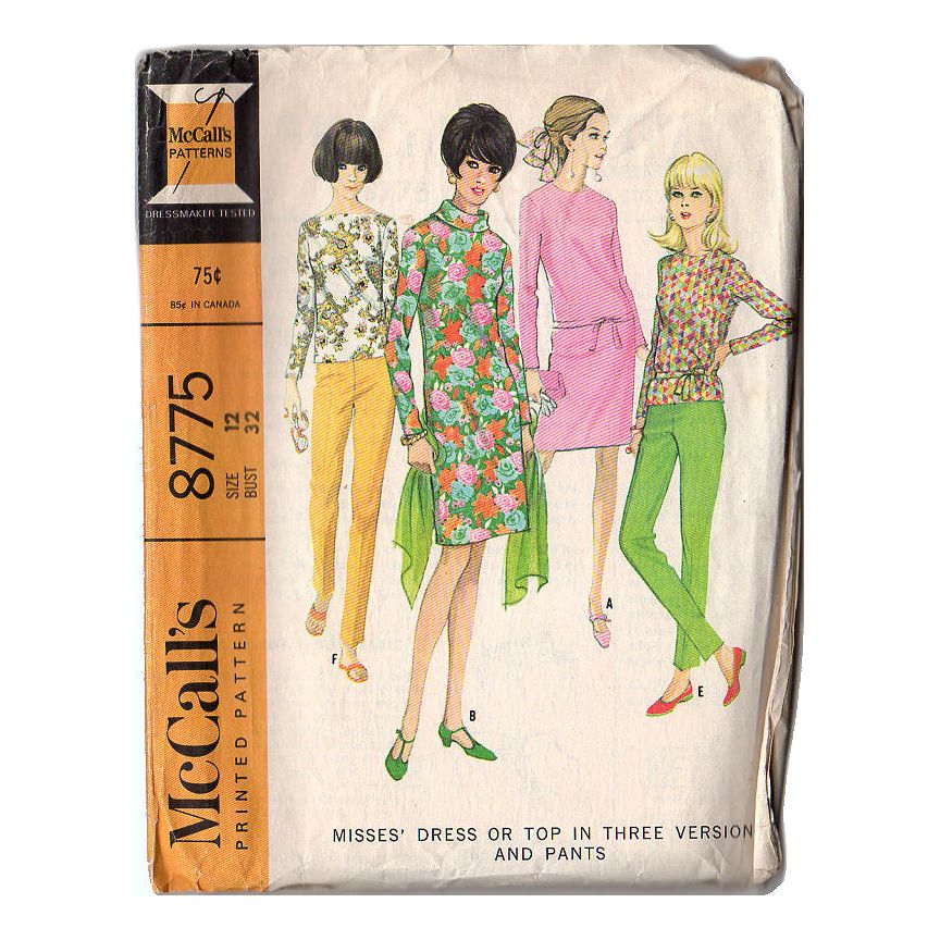 McCall's 8775 Vintage 1960s Misses' Dress Top Pants Sewing Pattern Bust 32 - Avid Vintage