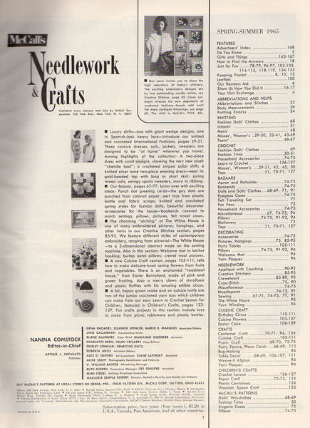 Vintage 1965 McCalls Needlework Magazine Spring and Summer Doll Clothes - Avid Vintage