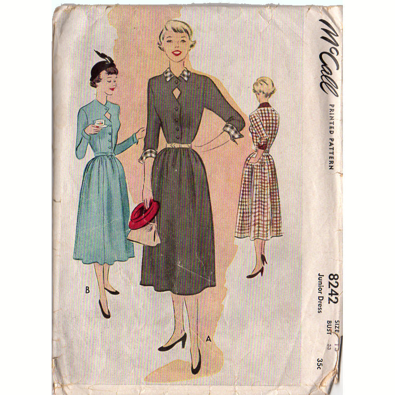 Vintage 1950s McCall Sewing Pattern 8242 Junior Below the Knee Dress Bust 33 - Avid Vintage