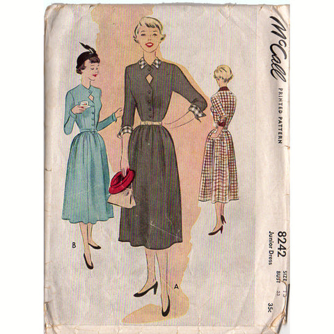 Vintage 1950s McCall Sewing Pattern 8242 Junior Below the Knee Dress Bust 33 - Avid Vintage