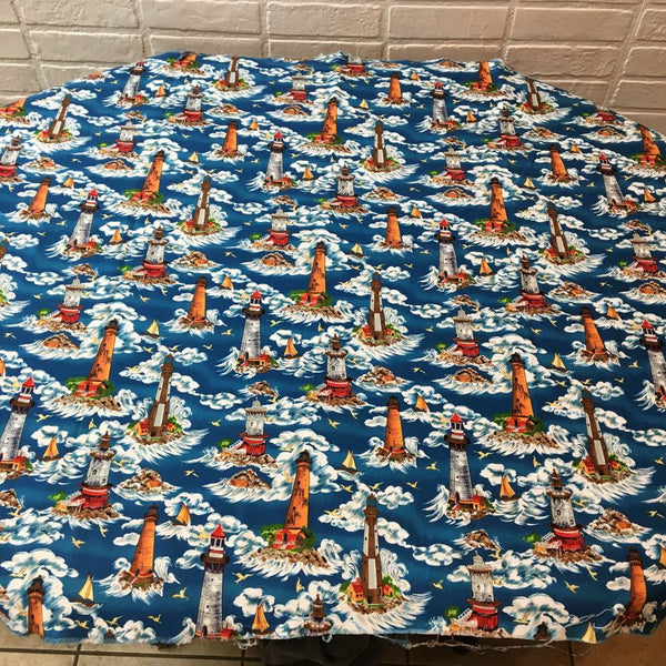 Michael Miller Lighthouse Fabric Sky Waves Nautical 41 x 36 1 Yard