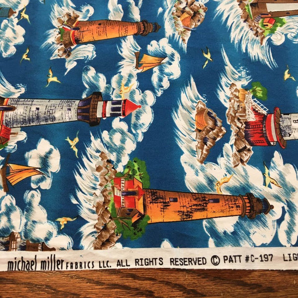 Michael Miller Lighthouse Fabric Sky Waves Nautical 41 x 36 1 Yard