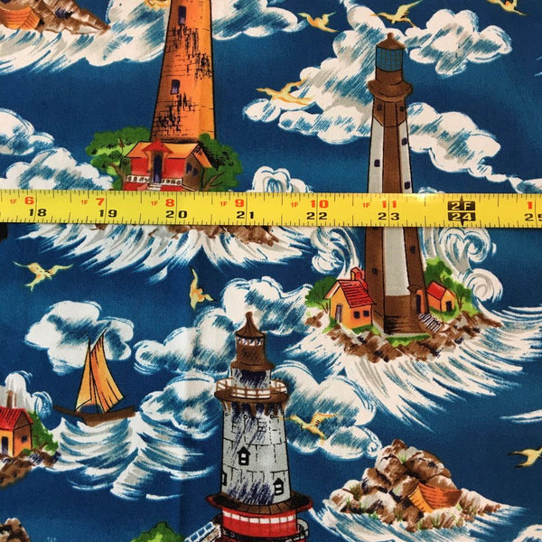 Michael Miller Lighthouse Fabric Sky Waves Nautical 41 x 36 1 Yard