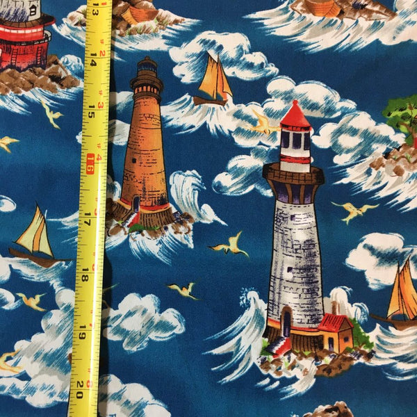 Michael Miller Lighthouse Fabric Sky Waves Nautical 41 x 36 1 Yard