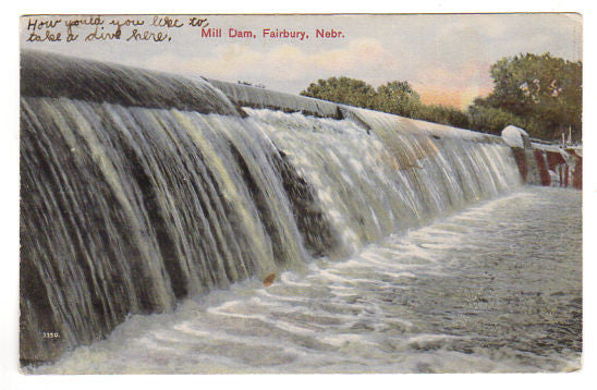 Vintage Fairbury Nebraska Mill Dam Postcard 1900s Town View - Avid Vintage