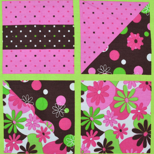 Mod Daisy Quilt Cotton Fabric CP 26726 Springs Creative Green, Pink, and Brown 56 x 80 - Avid Vintage