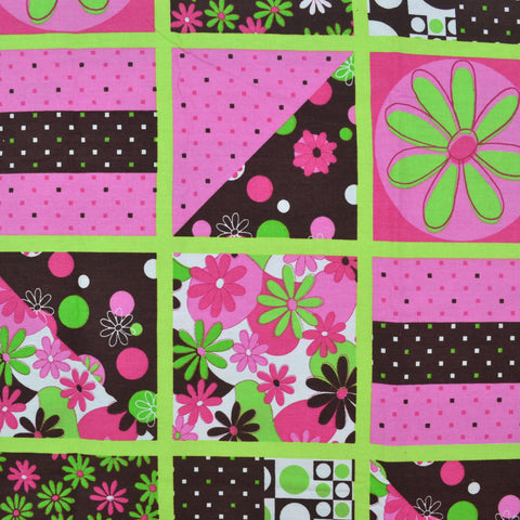 Mod Daisy Quilt Cotton Fabric CP 26726 Springs Creative Green, Pink, and Brown 56 x 80 - Avid Vintage