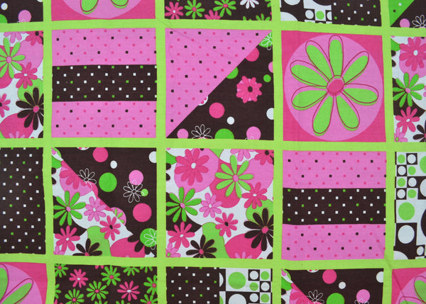 Mod Daisy Quilt Cotton Fabric CP 26726 Springs Creative Green, Pink, and Brown 56 x 80 - Avid Vintage